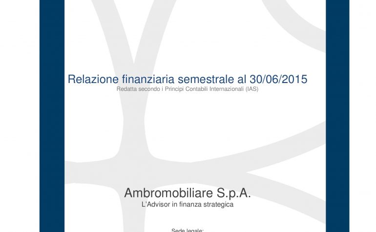 Relazione finanziaria semestrale al 30.06.2015