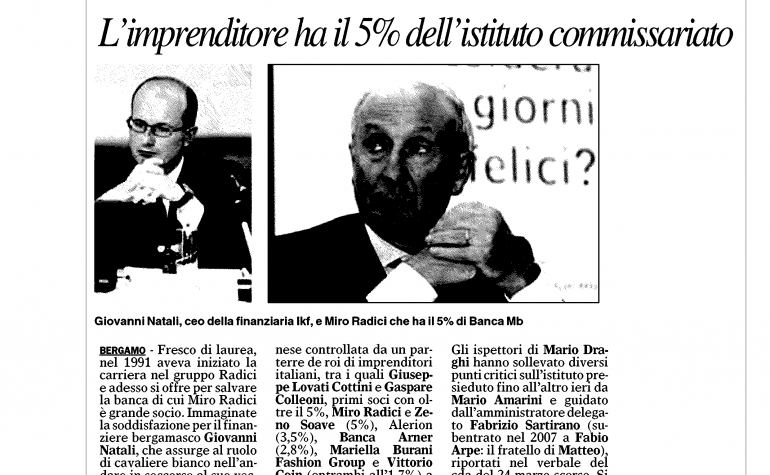 Giornale di Bergamo 17 luglio 2009