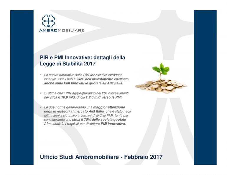 PIR e PMI Innovative: dettagli della Legge di Stabilità 2017