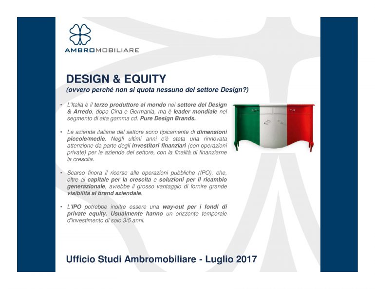 Ufficio studi Ambromobiliare  Design&Equity