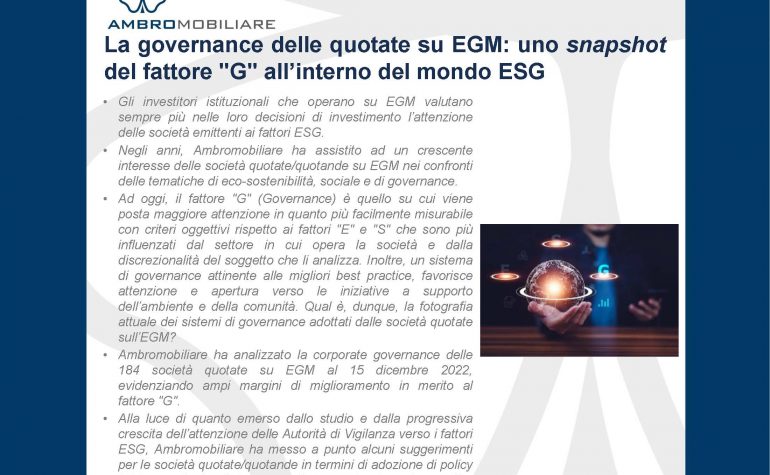 La governance delle quotate su EGM: uno snapshot del fattore “G” all’interno del mondo ESG